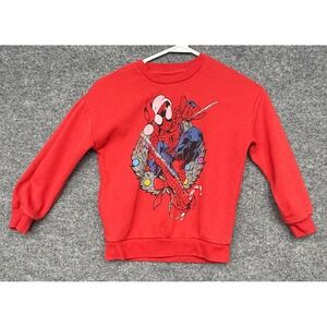 Marvel Spider-Man Christmas Holiday Red‎ Sweatshirt Kids Small 6-7 Santa Hat